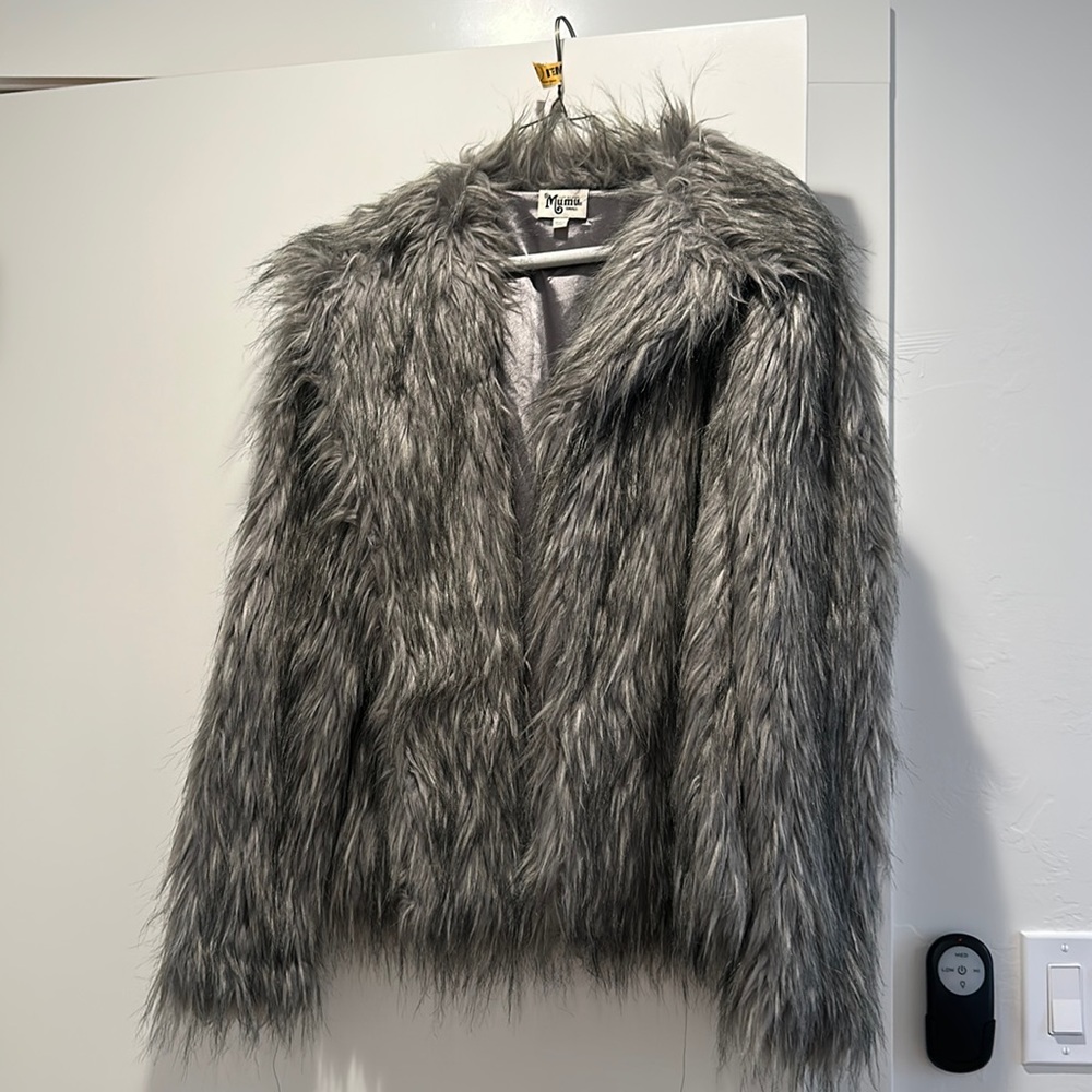 Show Me Your MuMu Silver Gray Faux Fur Teddy Jacket